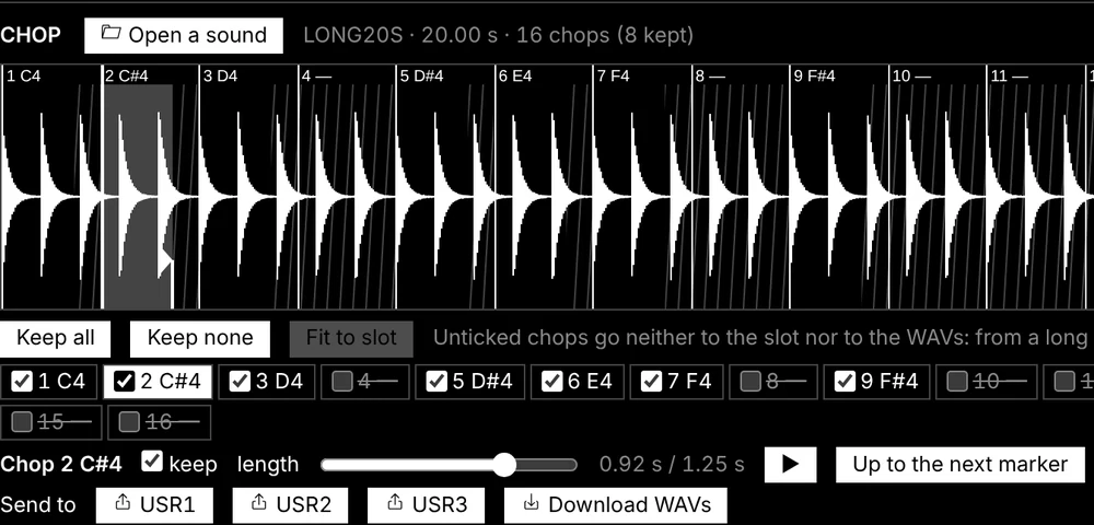 CHOP: a recording cut into a sample slot