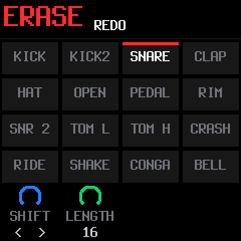 The EDIT layer: erase sounds as the loop plays
